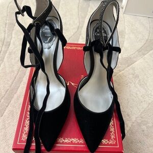 Rene Caovilla Velvet embellished heels size 8
